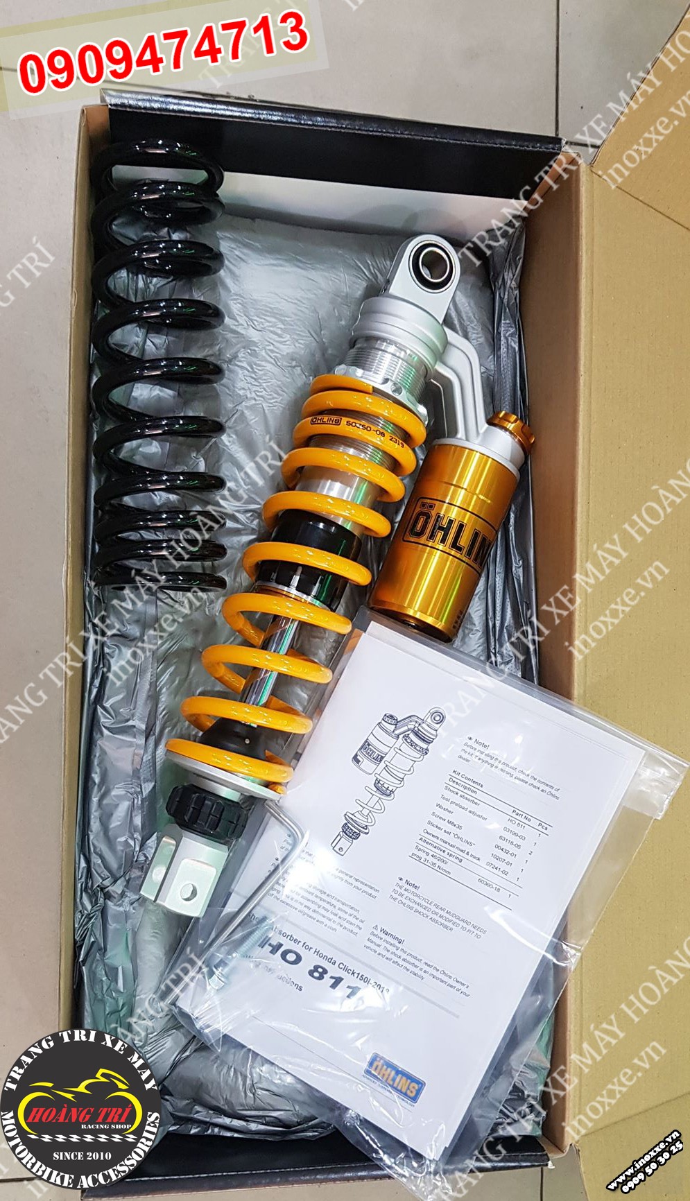 Phuộc bình dầu trên Ohlins HO811 hàng chính hãng lắp Vario , Click Thái .